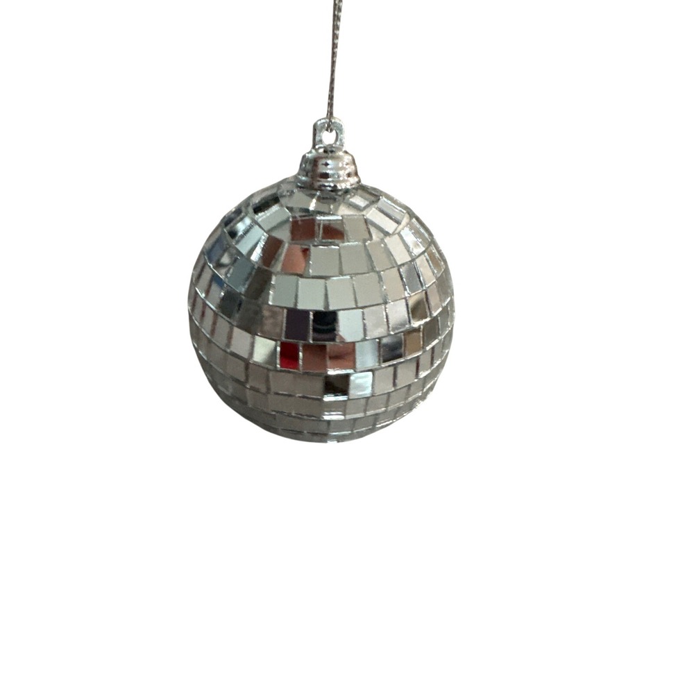Silver Mirror Disco Ball Ornament 2.5 Inch Retro Party Decor Hanging Decoration